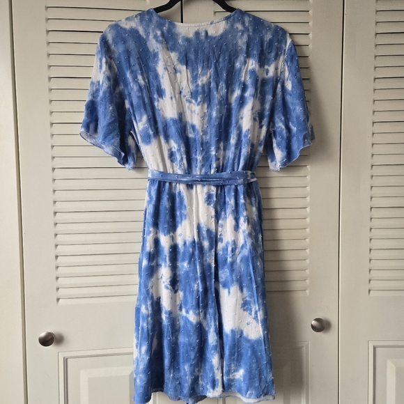 Women's Dresss 100% Viscose Blue White Tie Dye Size M - Picture 7 of 10